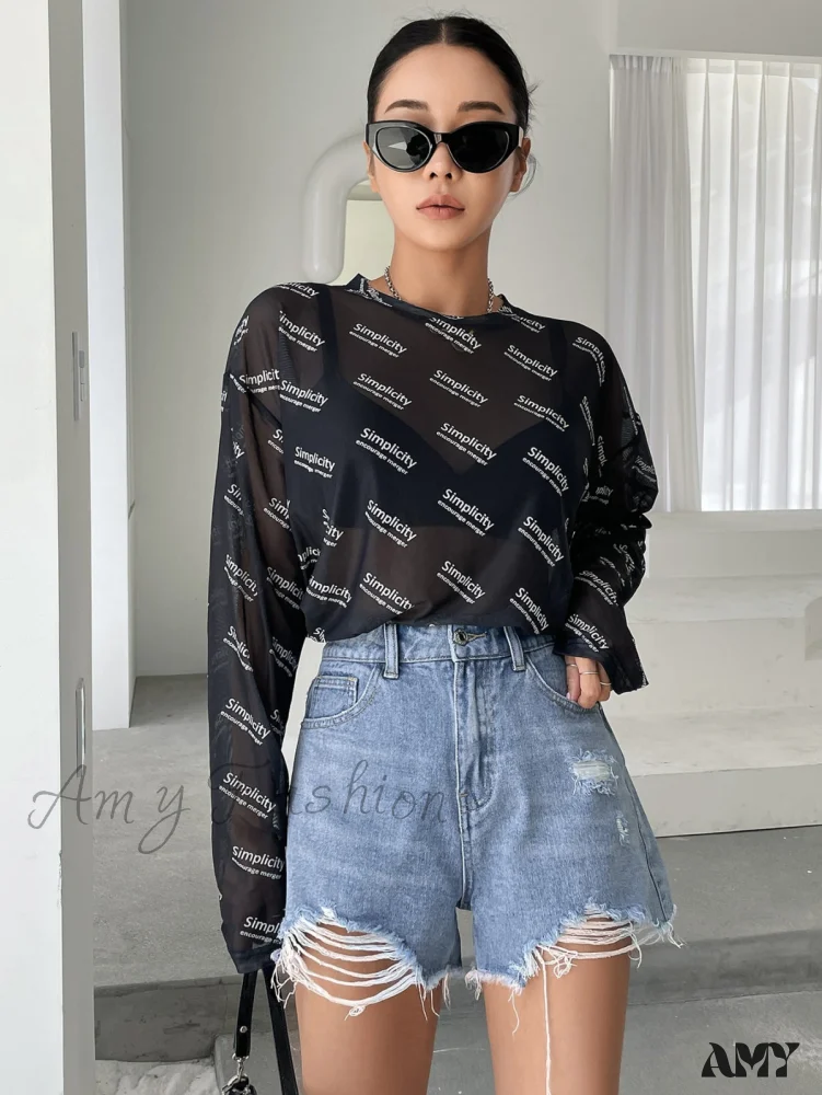 Amy Fashion - High Waist Ripped Raw Trim Denim Shorts - Image 4