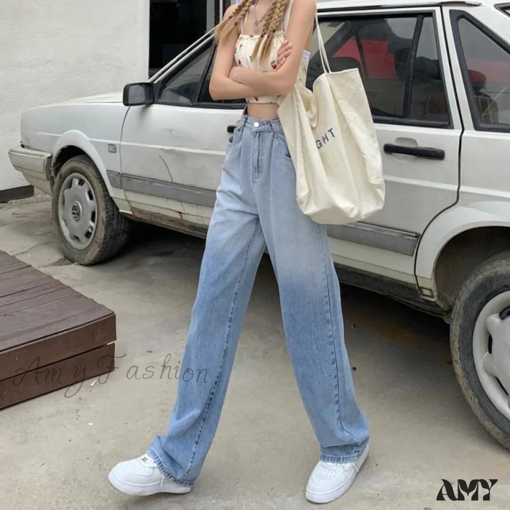 Amy Fashion - High Waisted Casual Streetwear Gradient Jeans - Image 4