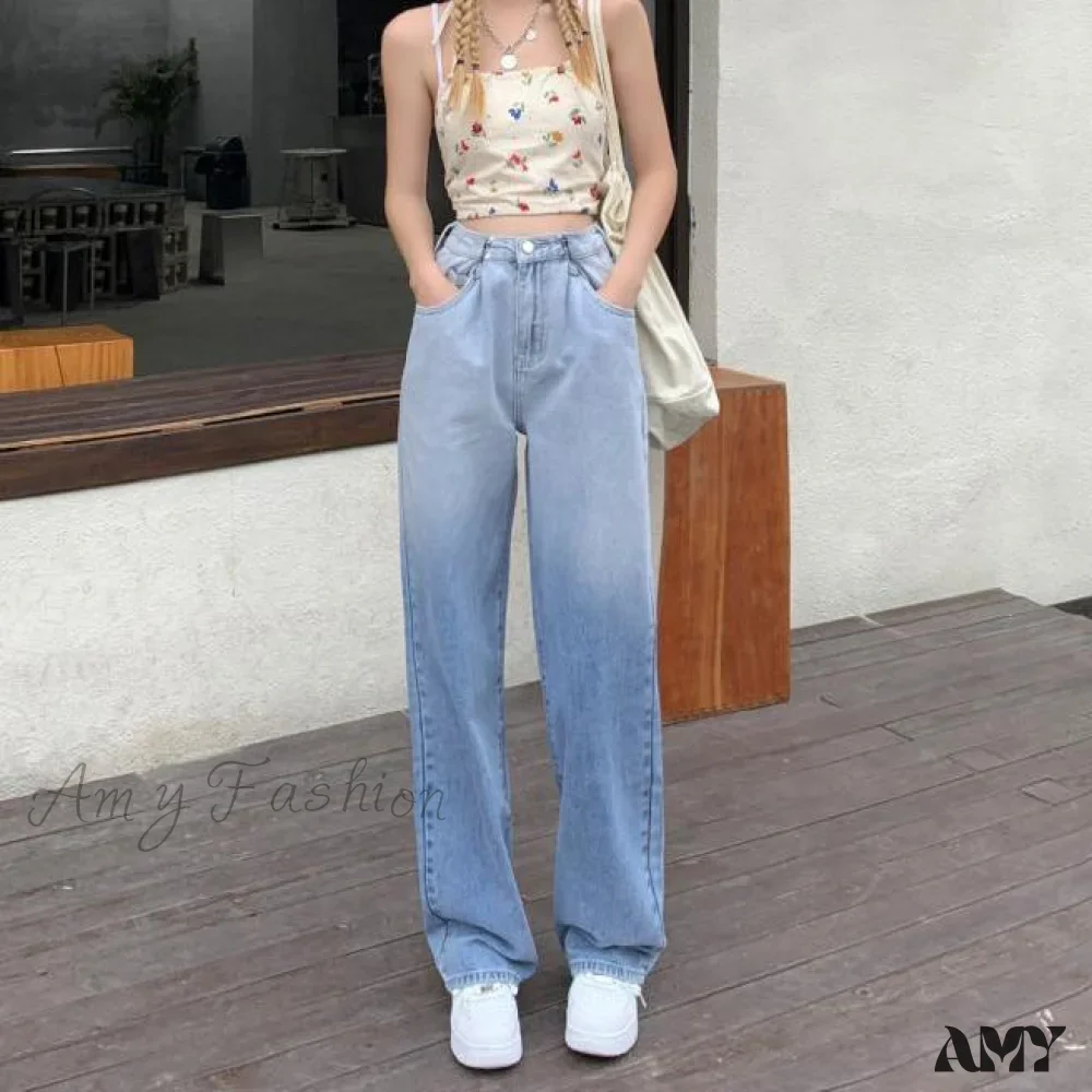 Amy Fashion - High Waisted Casual Streetwear Gradient Jeans - Image 5