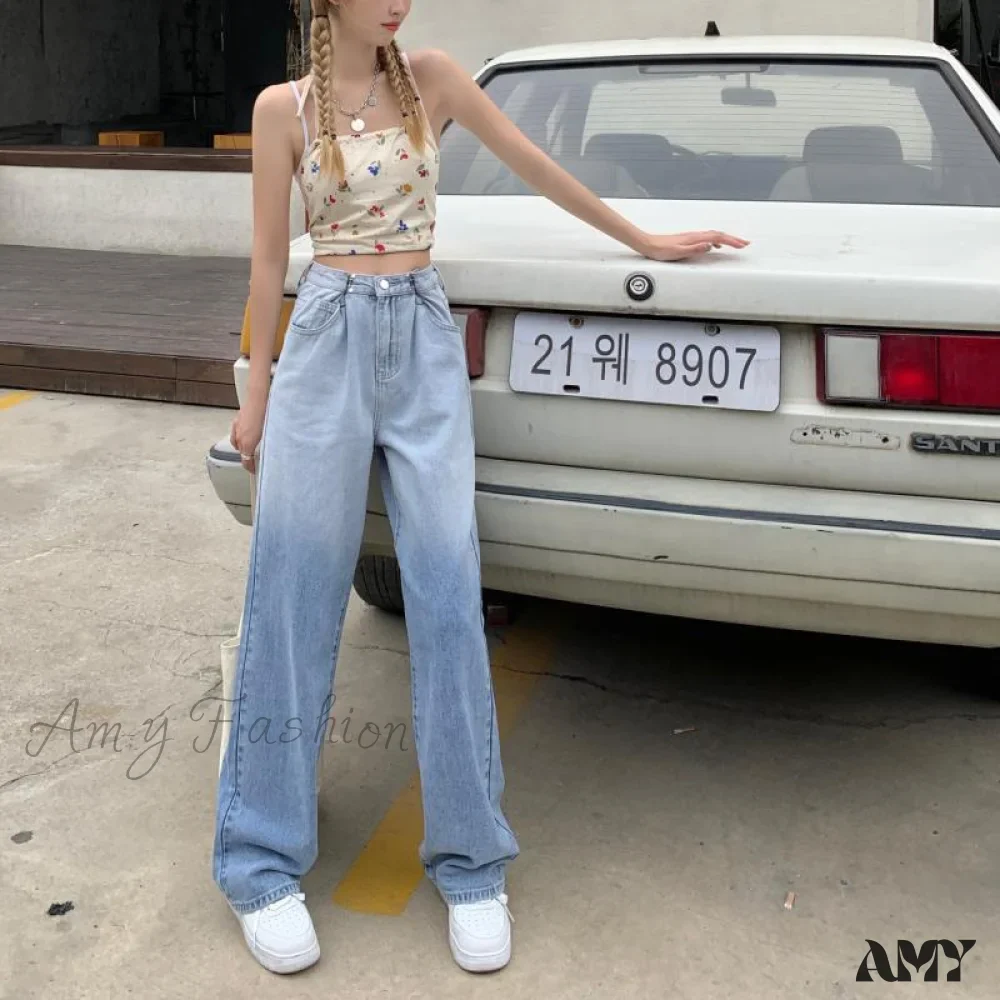 Amy Fashion - High Waisted Casual Streetwear Gradient Jeans - Image 6