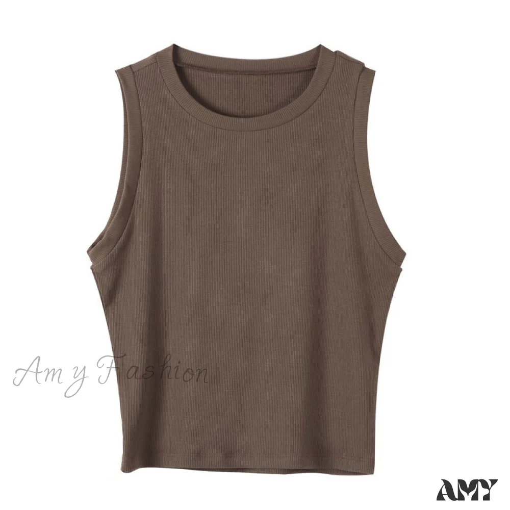 Amy Fashion - Knitted Ribbed Solid Vest - Image 4