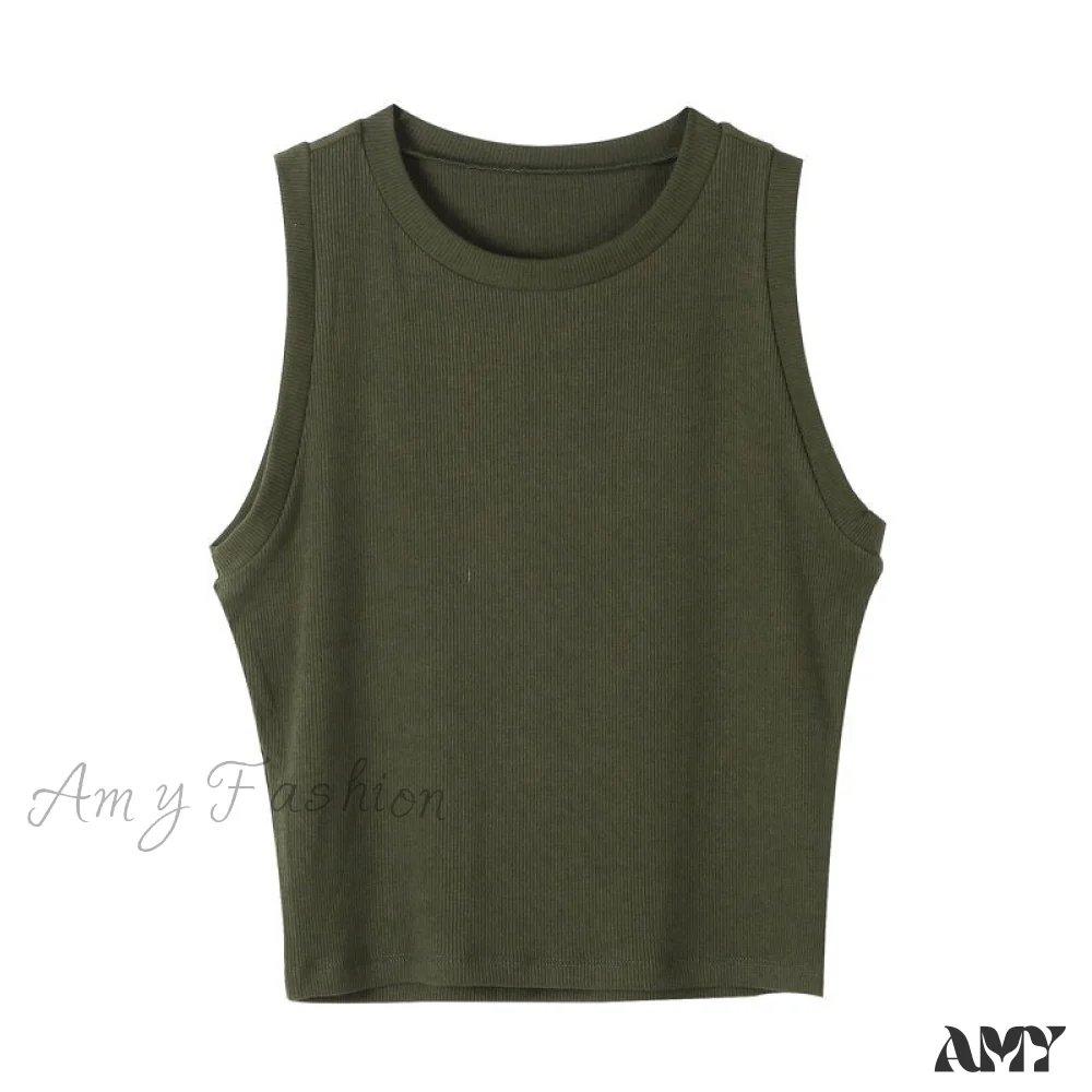 Amy Fashion - Knitted Ribbed Solid Vest - Image 5