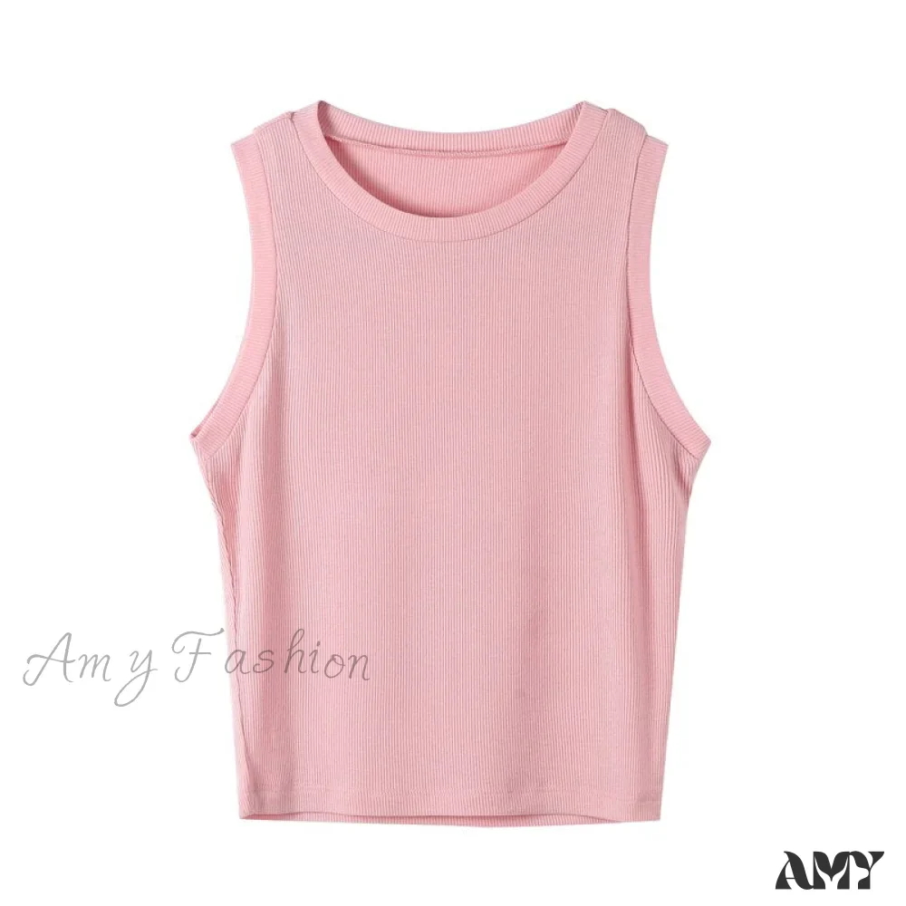 Amy Fashion - Knitted Ribbed Solid Vest - Image 6