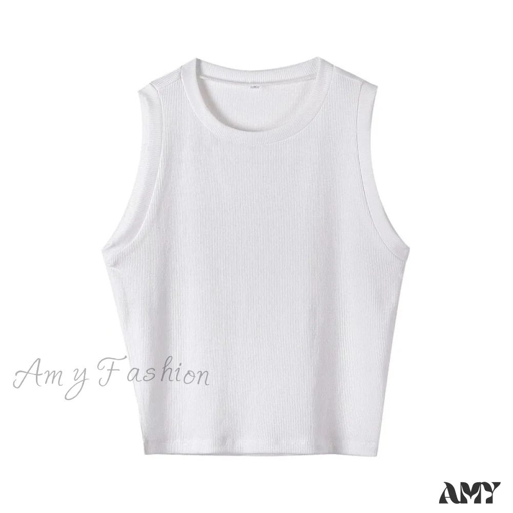 Amy Fashion - Knitted Ribbed Solid Vest - Image 7