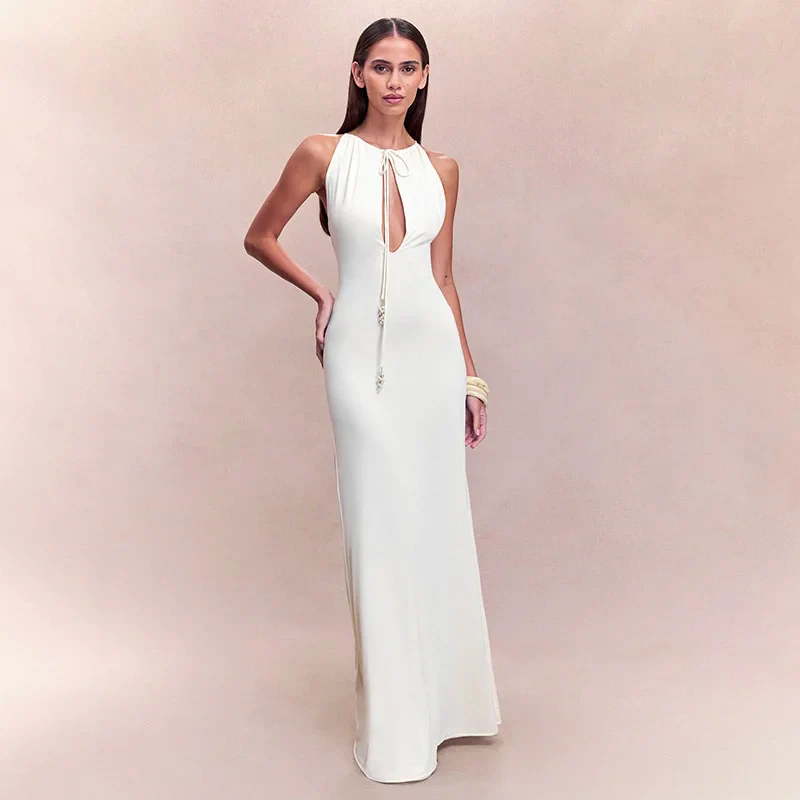 Hollow Lace Up Backless High-Waist Prom Dress - Image 3