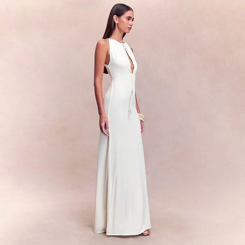 Hollow Lace Up Backless High-Waist Prom Dress - Image 4