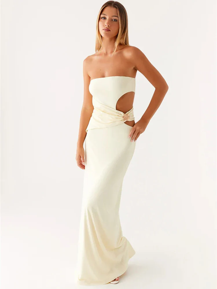 Hollow Metal Strapless Maxi Dress - Image 2