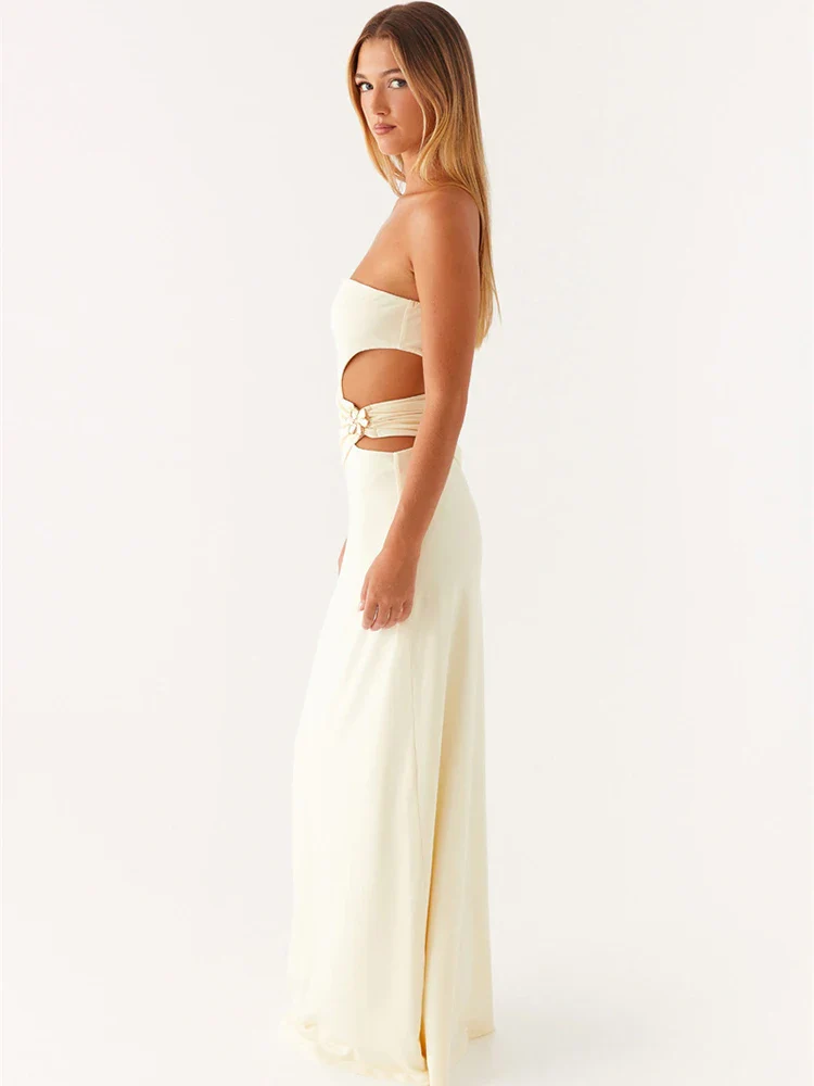 Hollow Metal Strapless Maxi Dress - Image 3