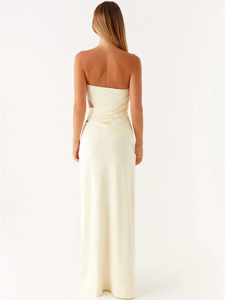 Hollow Metal Strapless Maxi Dress - Image 4