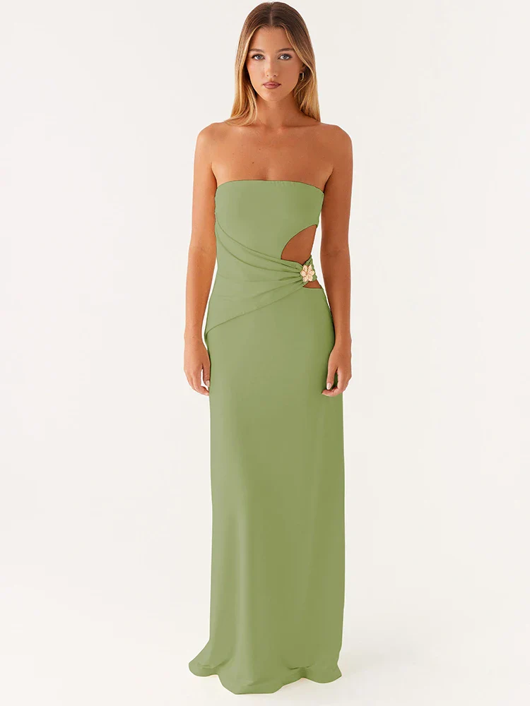 Hollow Metal Strapless Maxi Dress - Image 7