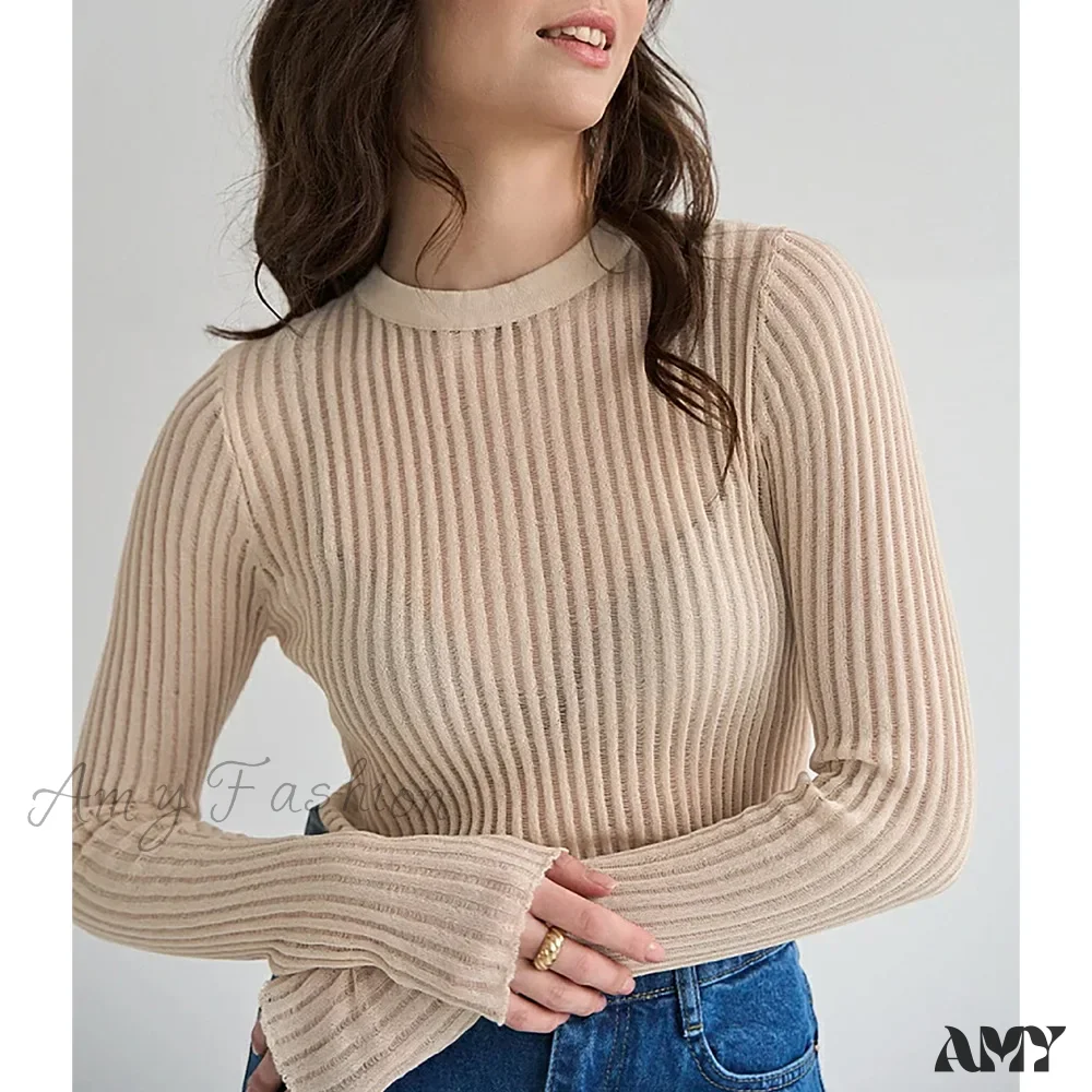 Hollow Out Fashion Sheer Long Sleeve Casual Streetwear Sweater - Image 3