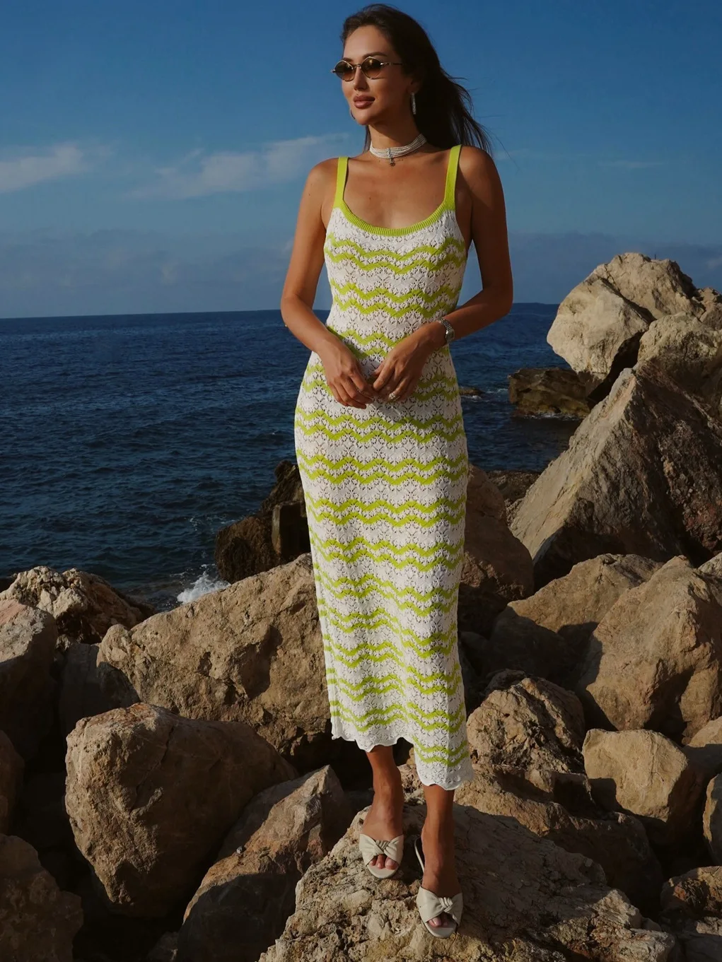 Hollow Slim Short Sleeve Maxi Dress - Image 8