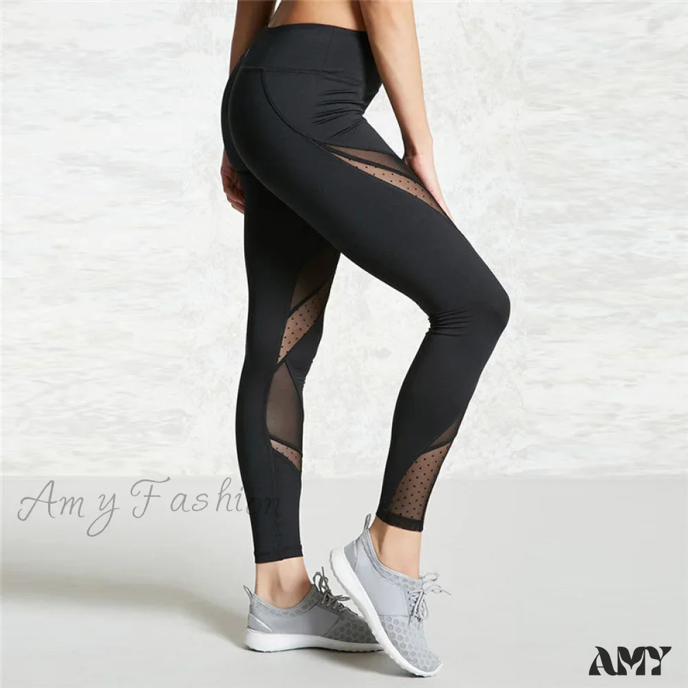 Amy Fashion - Hot Fashion Mesh Patchwork Leggings - Image 3