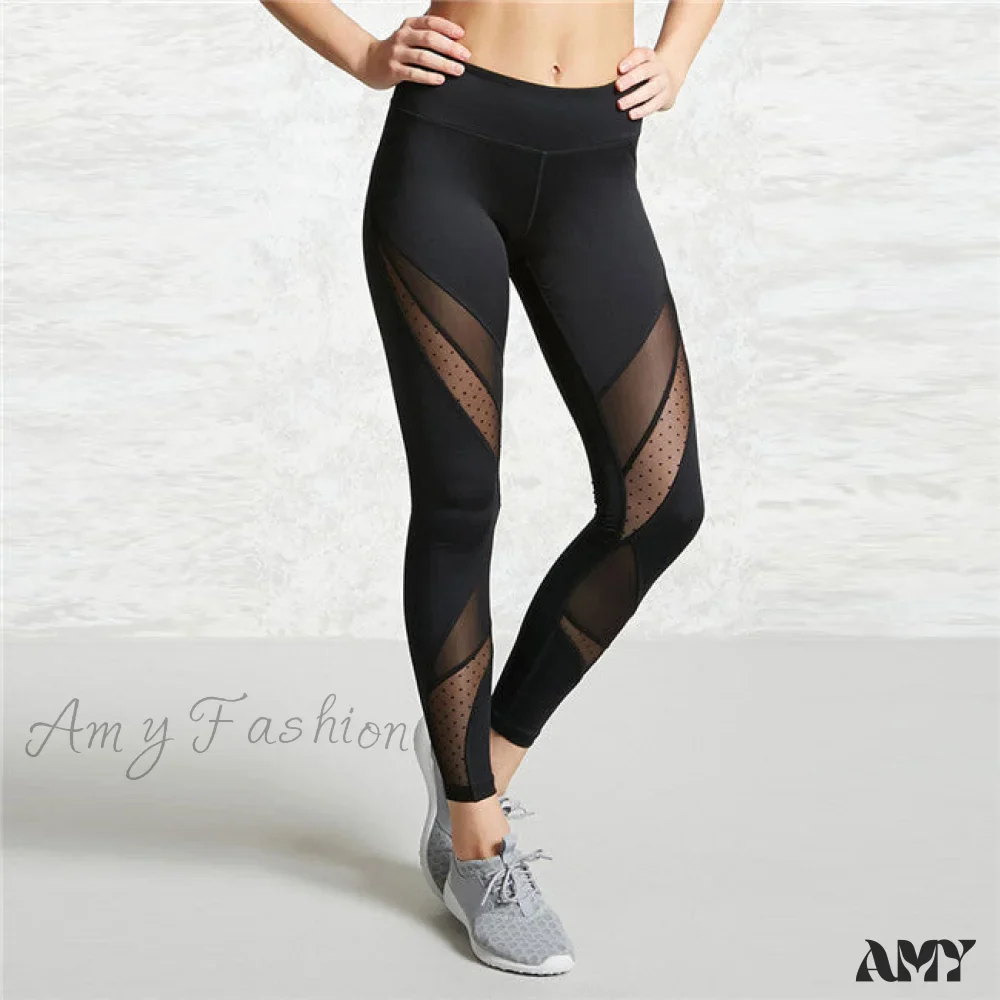 Amy Fashion - Hot Fashion Mesh Patchwork Leggings - Image 6