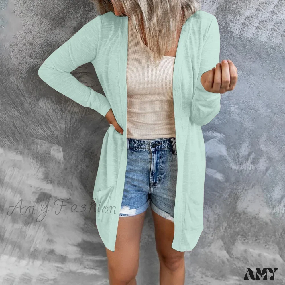 Amy Fashion - Hot Sale Women's Open Front Lightweight Long Cardigan - Image 4