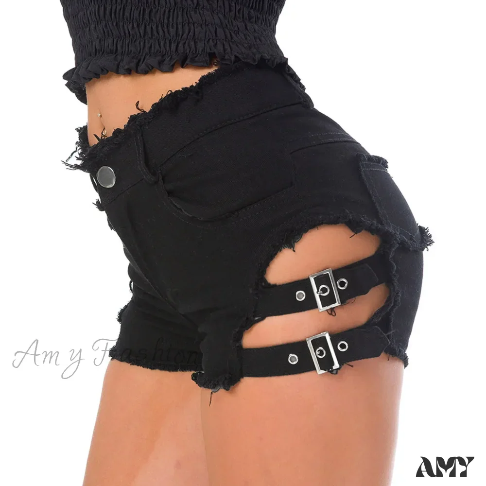 Hot Summer Sexy Ripped High Irregular Tassel Slim Short - Image 2