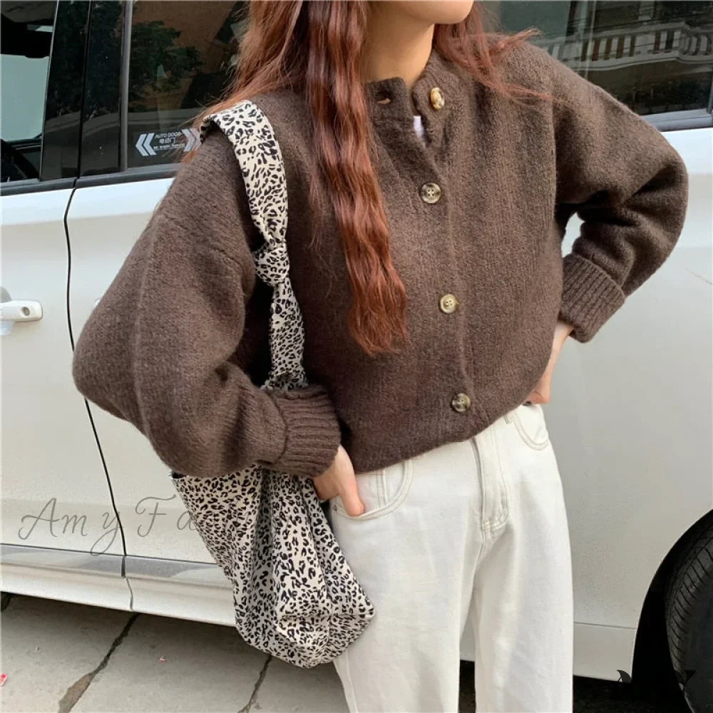 Amy Fashion - Sweaters Cardigans Warm Casual Arrival Solid Knitwear Loose Coat - Image 3