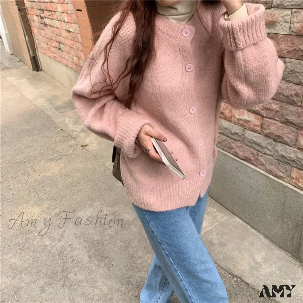 Amy Fashion - Sweaters Cardigans Warm Casual Arrival Solid Knitwear Loose Coat - Image 6