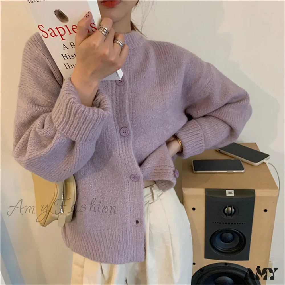 Amy Fashion - Sweaters Cardigans Warm Casual Arrival Solid Knitwear Loose Coat - Image 8