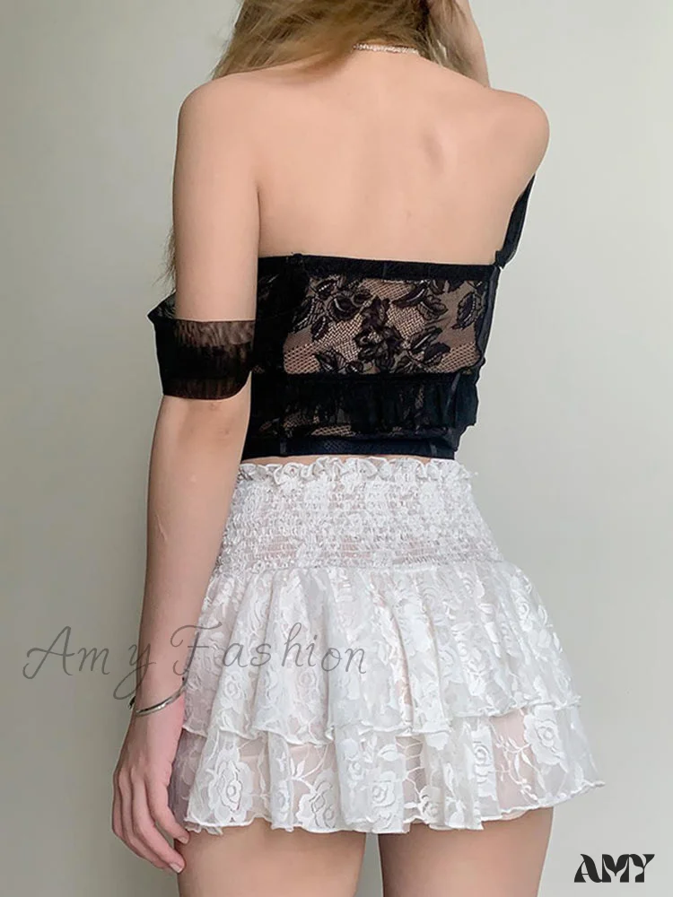 Amy Fashion - Ruched Cascading Ruffle Mini Skirt - Image 3
