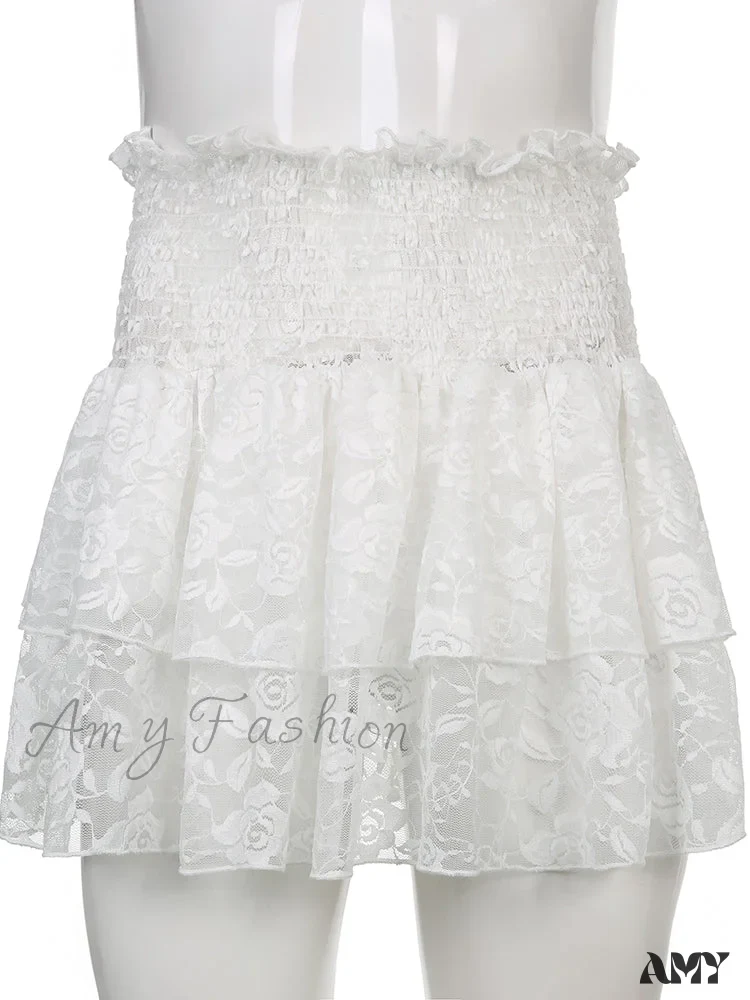 Amy Fashion - Ruched Cascading Ruffle Mini Skirt - Image 4
