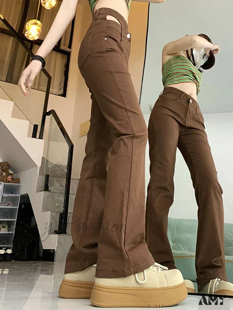 Irregular High Waist Loose Washed Bell Bottom Sexy Nightclub Fetish Skinny Flare Jeans - Image 3