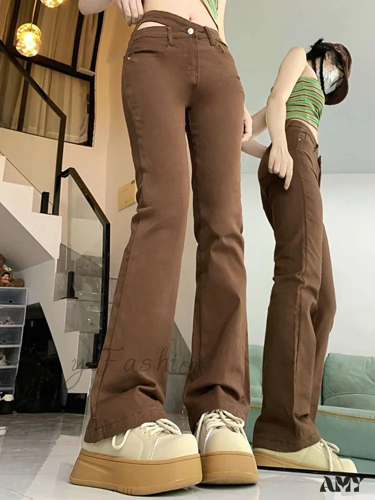 Irregular High Waist Loose Washed Bell Bottom Sexy Nightclub Fetish Skinny Flare Jeans - Image 6