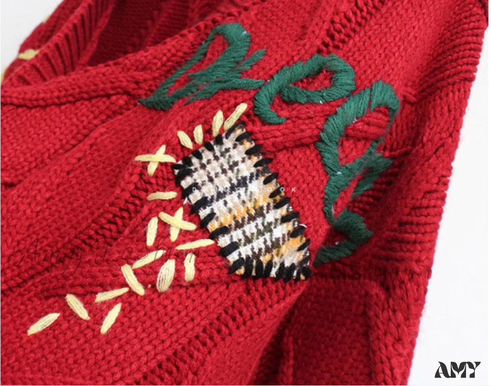 Amy Fashion - Jacket Loose Pocket Embroidery Fashion Knit Cardigan - Image 20