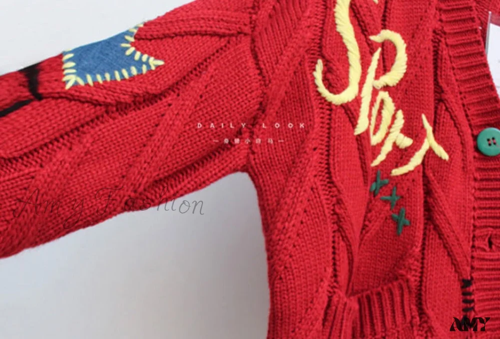 Amy Fashion - Jacket Loose Pocket Embroidery Fashion Knit Cardigan - Image 22