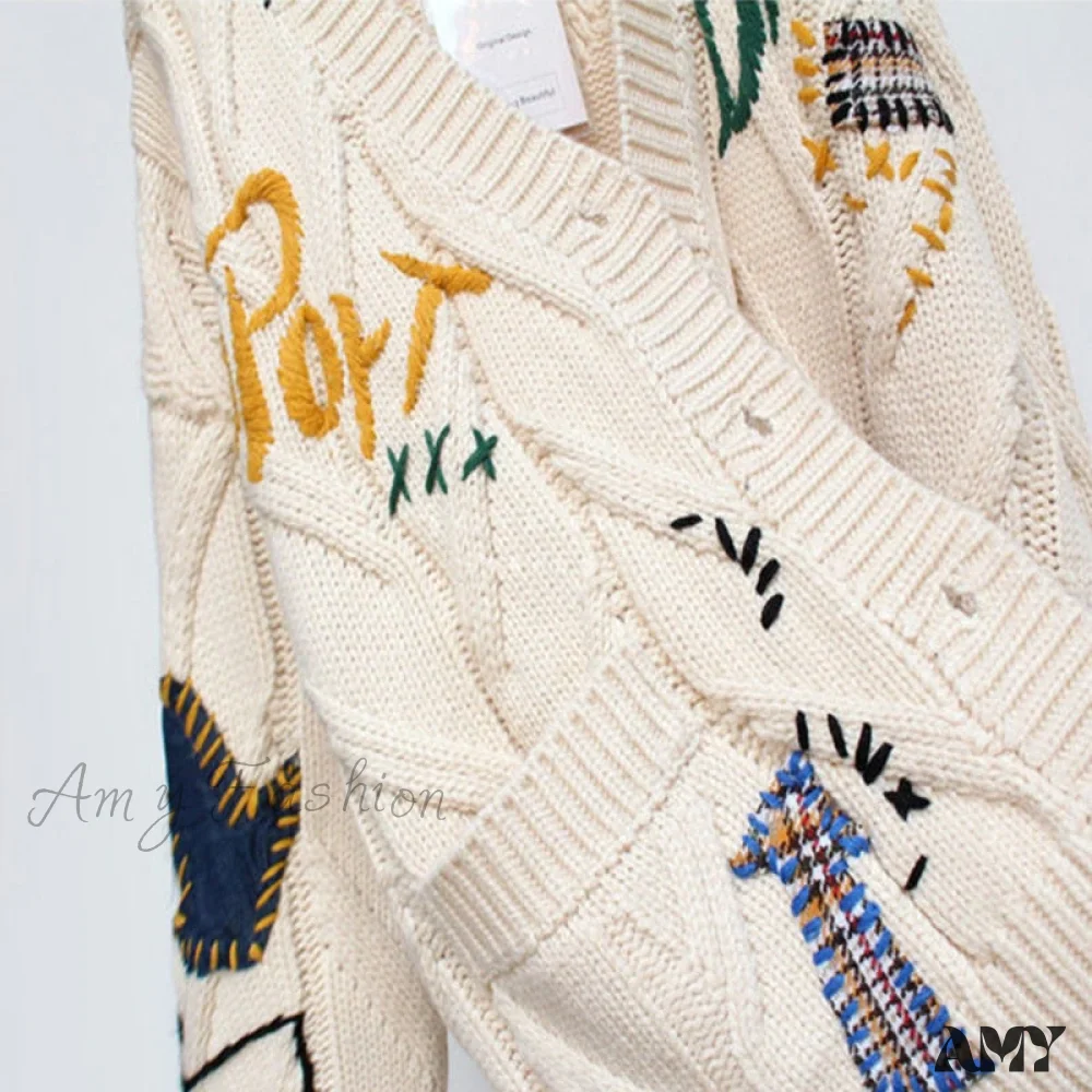 Amy Fashion - Jacket Loose Pocket Embroidery Fashion Knit Cardigan - Image 6