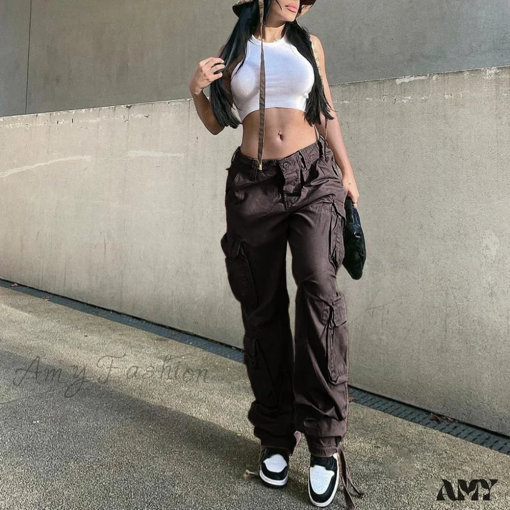 Amy Fashion - Drawstring Baggy Y2K Cargo Pants - Image 11