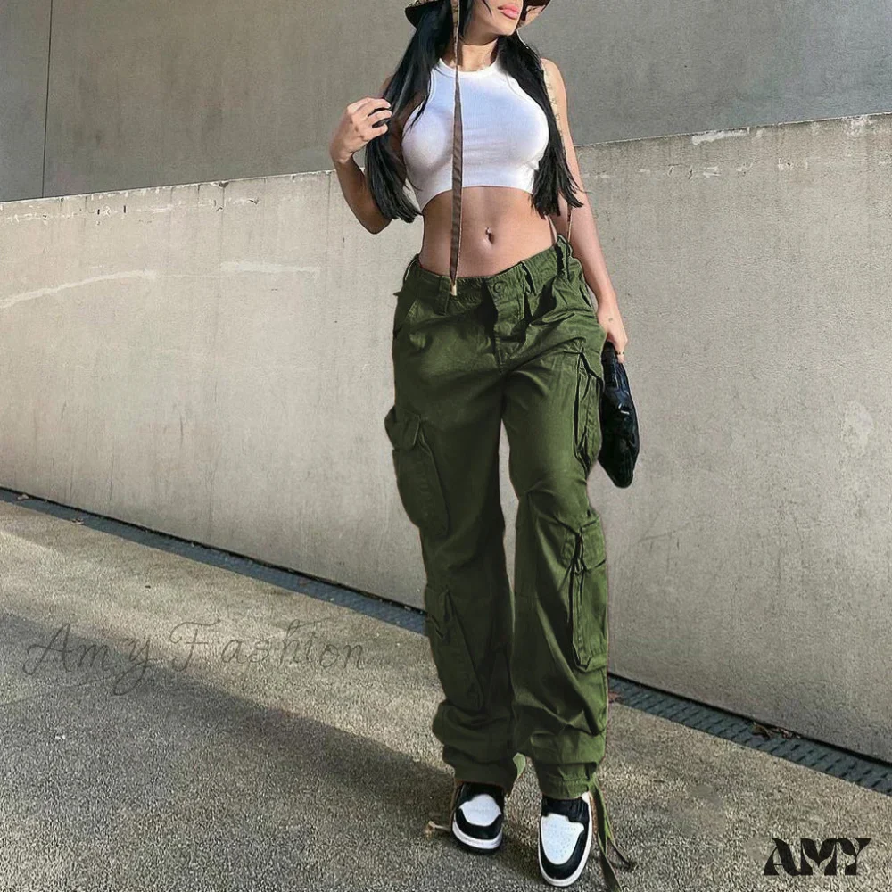 Amy Fashion - Drawstring Baggy Y2K Cargo Pants - Image 13