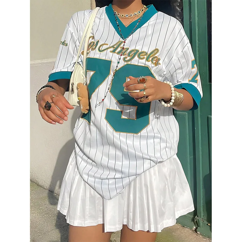 Jersey Stripe Loose Sports T-shirt - Image 2