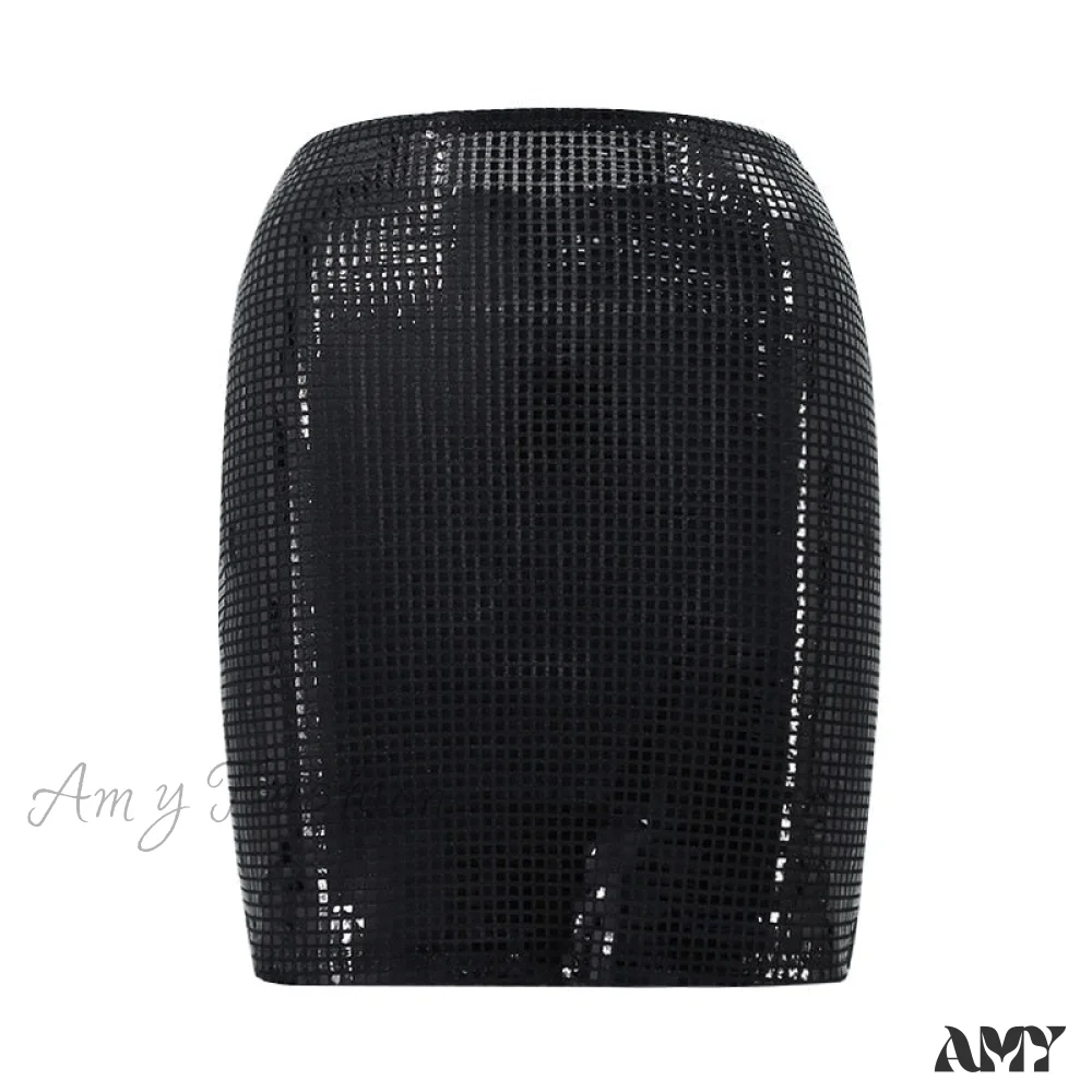 Amy Fashion - Shiny Sequins Chic Bodycon Solid Color Mini Skirt - Image 7