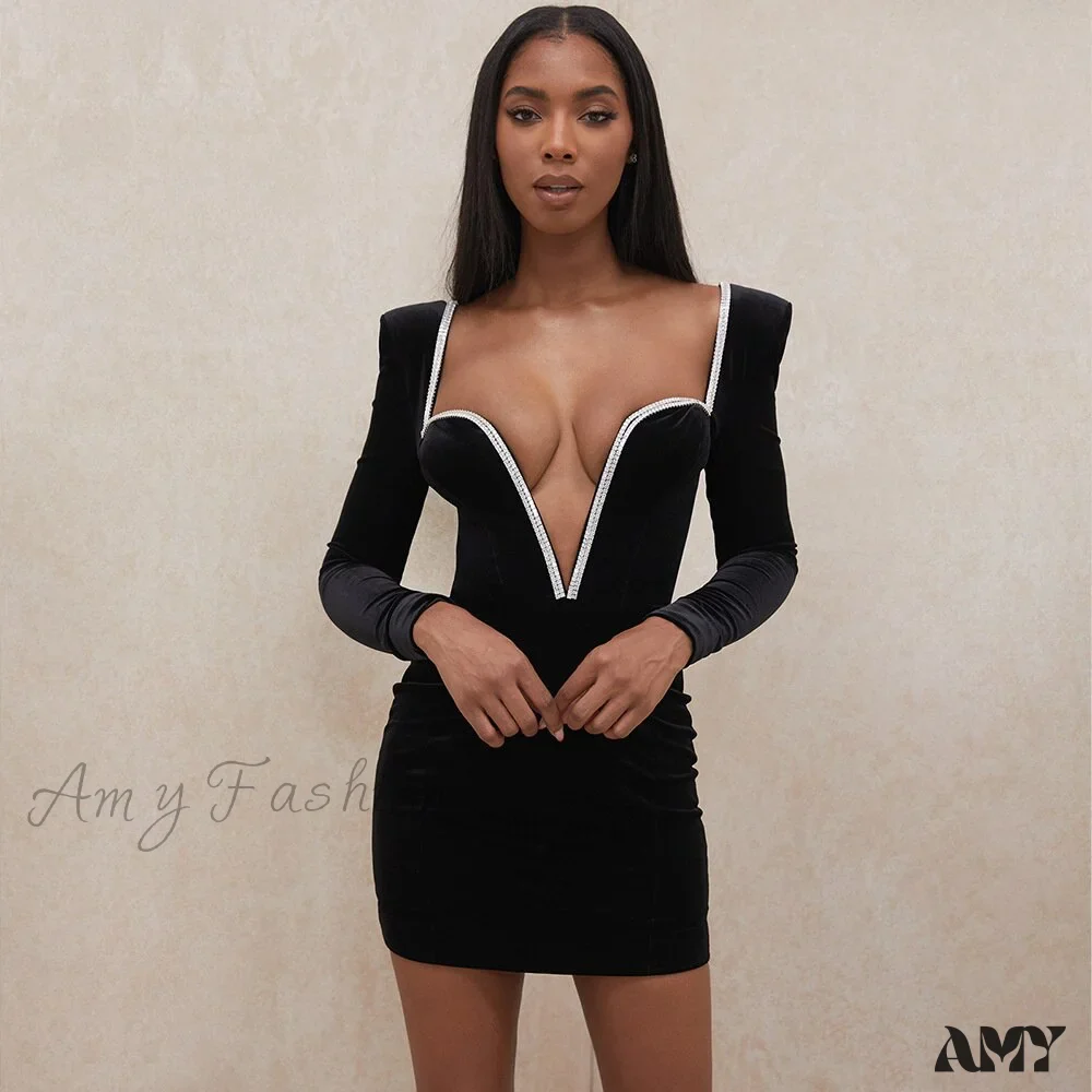 Amy Fashion - Deep V-Neck Sexy Mini Party Dresses - Image 4