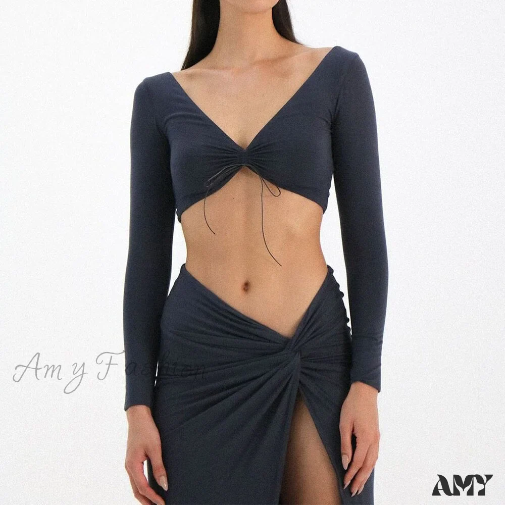 Amy Fashion - Backless Split Cut out 2 Layer Elastic Bodycon Dress - Image 11