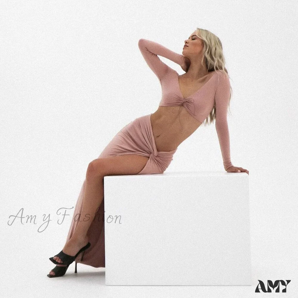 Amy Fashion - Backless Split Cut out 2 Layer Elastic Bodycon Dress - Image 13