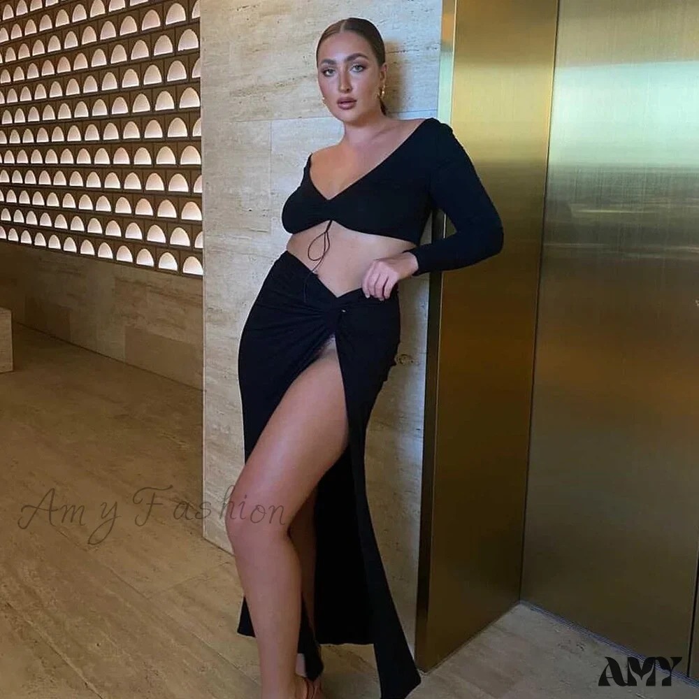 Amy Fashion - Backless Split Cut out 2 Layer Elastic Bodycon Dress - Image 8