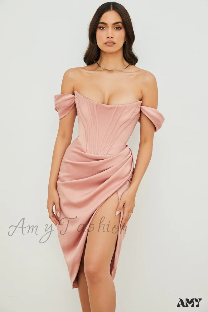 Amy Fashion - White Off Shoulder Sexy High Split Strapless Dress - Image 10