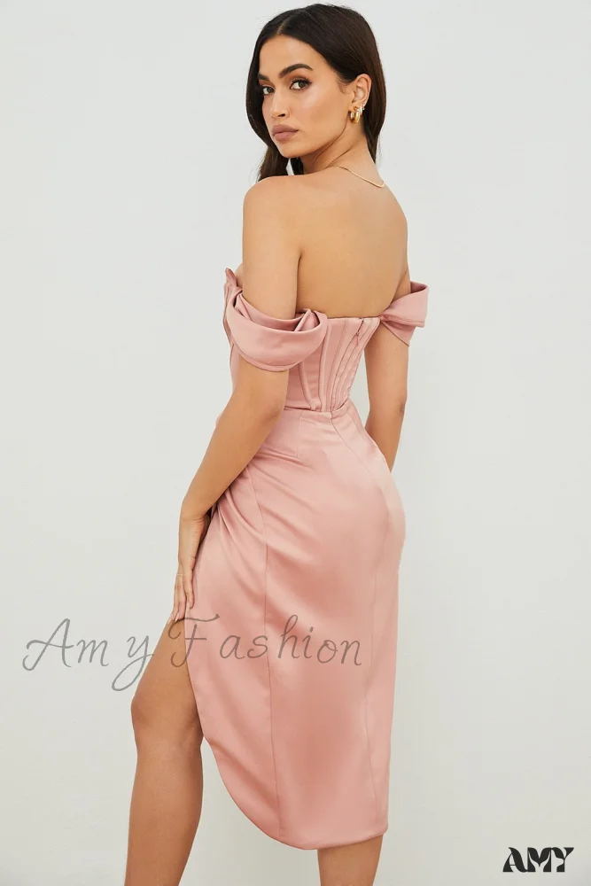 Amy Fashion - White Off Shoulder Sexy High Split Strapless Dress - Image 11