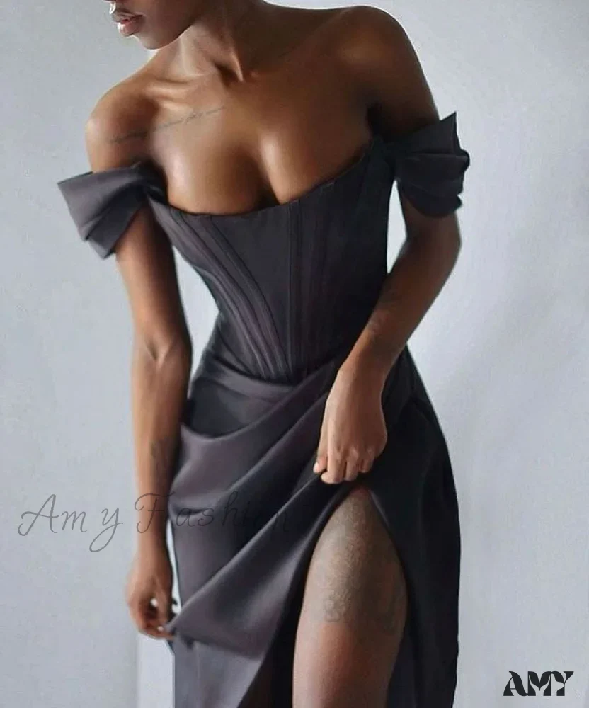 Amy Fashion - White Off Shoulder Sexy High Split Strapless Dress - Image 16