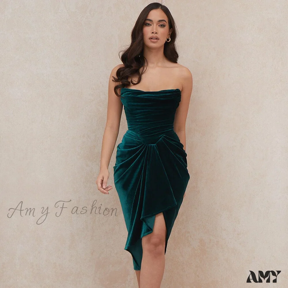 Amy Fashion - Pleated Slash Neck Sexy Bodycon Dress - Image 4