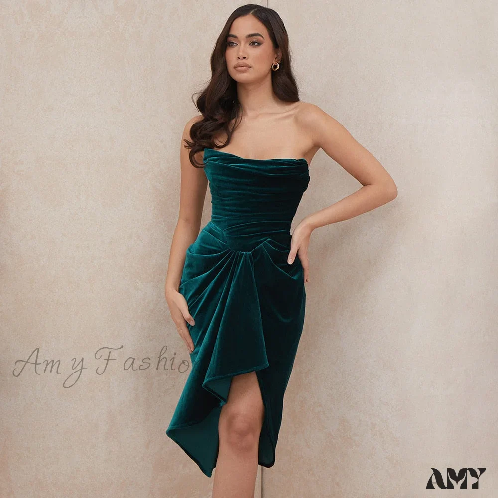 Amy Fashion - Pleated Slash Neck Sexy Bodycon Dress - Image 6