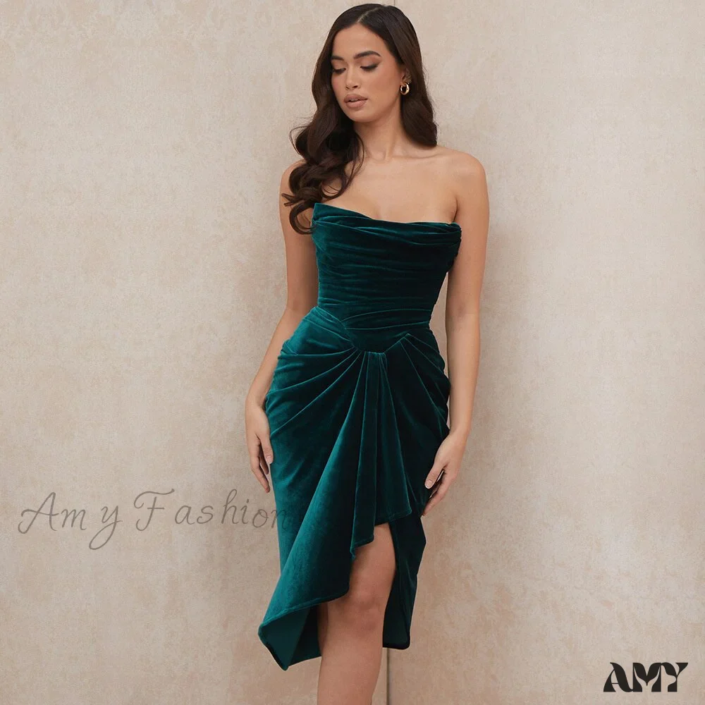Amy Fashion - Pleated Slash Neck Sexy Bodycon Dress - Image 7