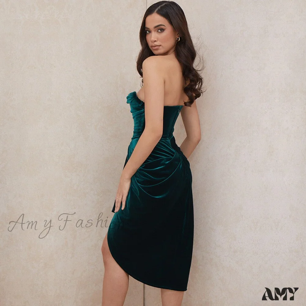 Amy Fashion - Pleated Slash Neck Sexy Bodycon Dress - Image 9