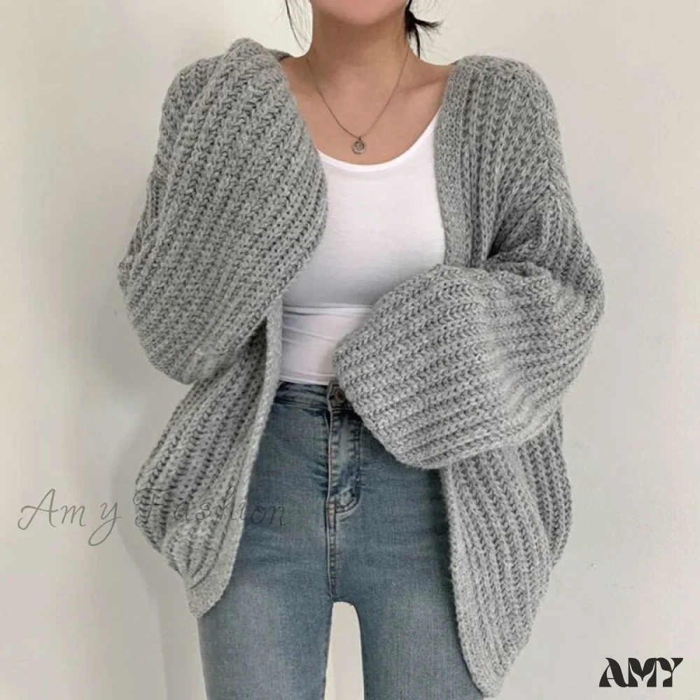 Amy Fashion - Korean Chic Autumn Lazy Style Cardigan - Image 3