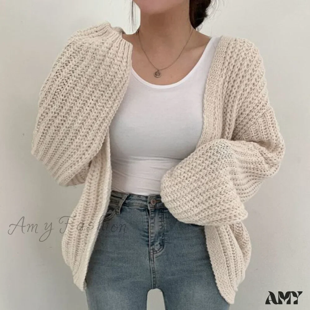 Amy Fashion - Korean Chic Autumn Lazy Style Cardigan - Image 4