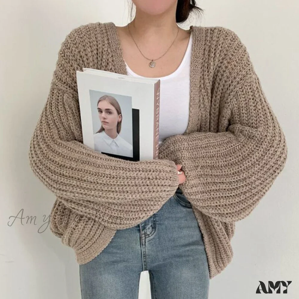 Amy Fashion - Korean Chic Autumn Lazy Style Cardigan - Image 6