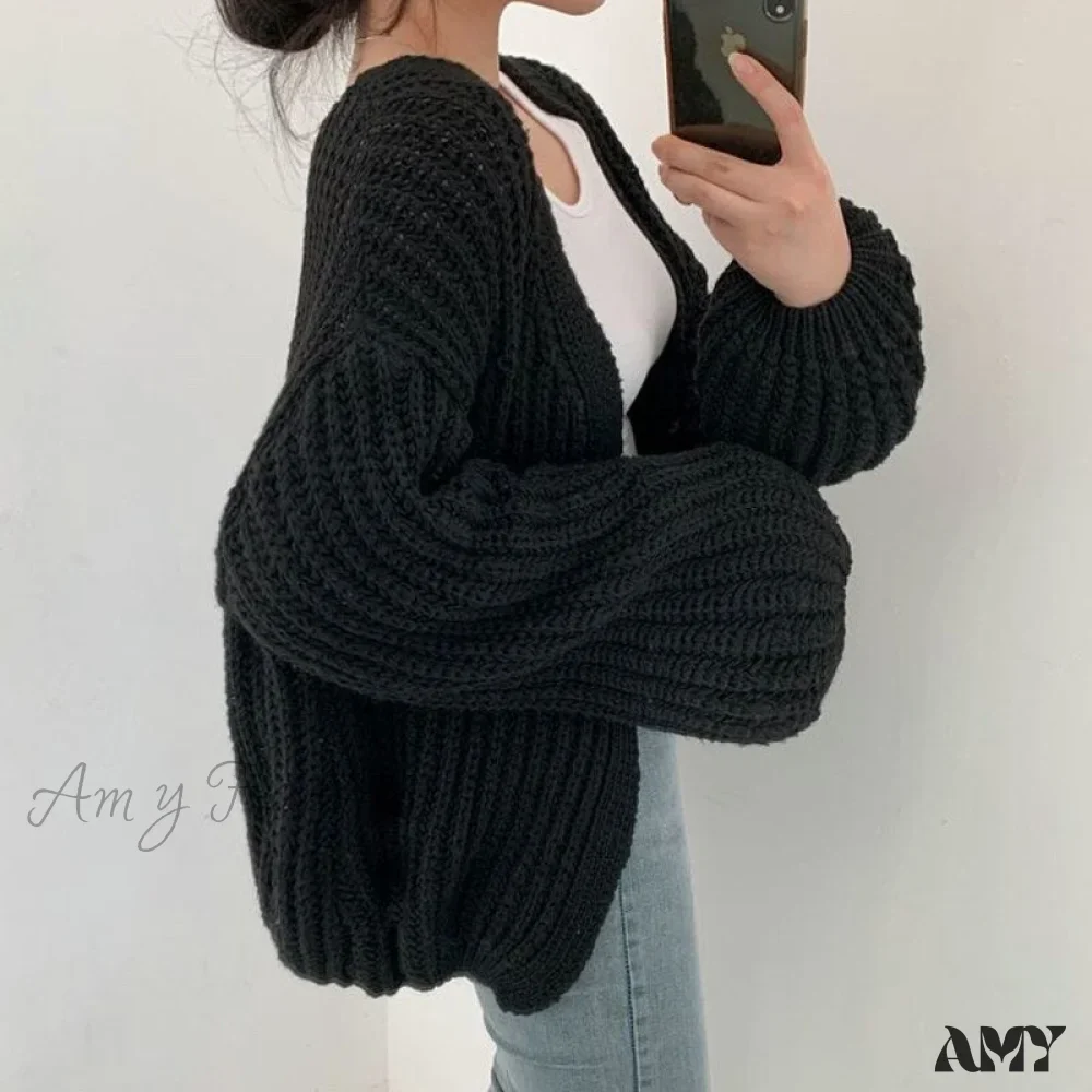 Amy Fashion - Korean Chic Autumn Lazy Style Cardigan - Image 8