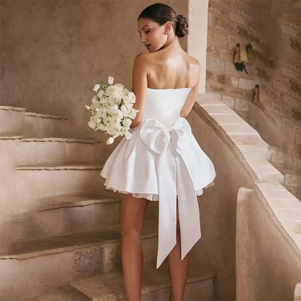 Lace Appliques Bow Mini Vacation Dress - Image 2